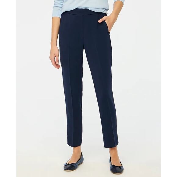 J Crew Jamie Cropped Pleated Pull On Stretchy Office Casual Pants US Women's 10 - Picture 1 of 6